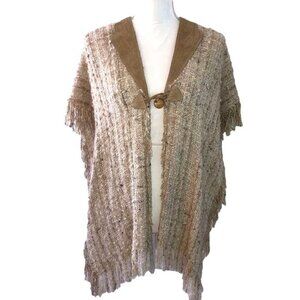 Manos Made By Hand Poncho Womens One Size Vintage Bohemian Cotton Mohair Silk